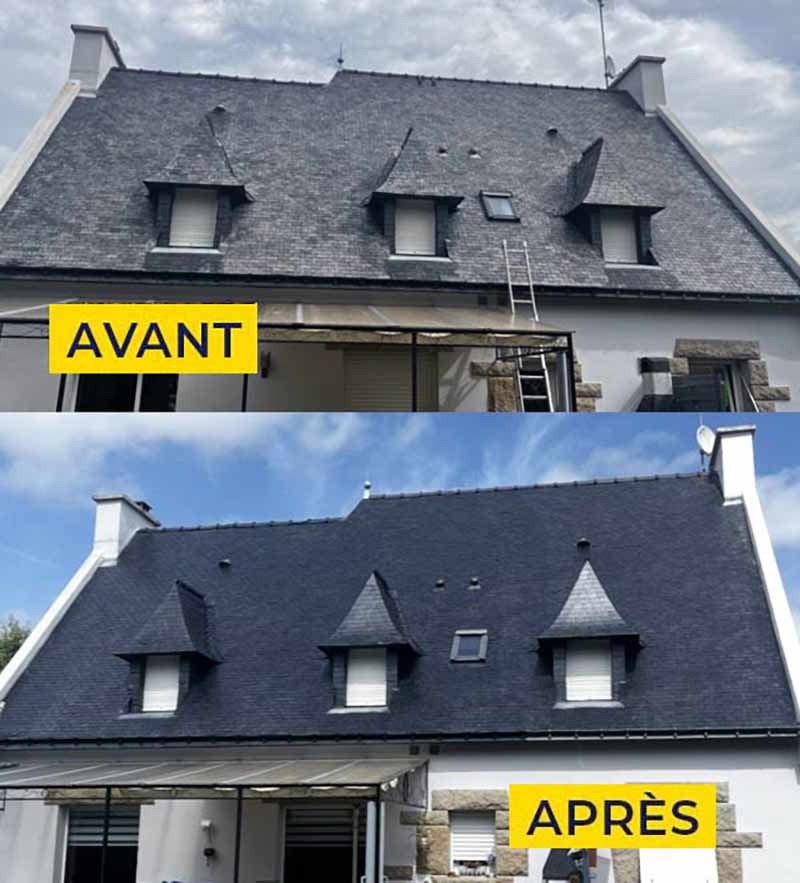Nettoyage toiture - COUVREUR PRO REF : Couvreur Morbihan et Finistère… : Nettoyage, démoussage traitement anti mousse toiture et peinture hydrofuge colorée toit dans le Morbihan 56 et le Finistère 29