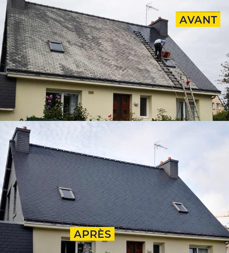 Nettoyage toiture - COUVREUR PRO REF : Couvreur Morbihan et Finistère… : Nettoyage, démoussage traitement anti mousse toiture et peinture hydrofuge colorée toit dans le Morbihan 56 et le Finistère 29